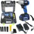 Kit de visseuse à percussion électrique sans fil avec couple élevé et clé à choc 420 Nm, 18 V à vitesse variable, entraînement carré 1/2&Prime;, sac de transport robuste
