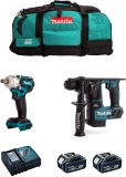 MAKITA Kit MK213 (Clé à Chocs DTW285 + Perforateur DHR171 + 2 Batteries de 5,0 Ah + Chargeur + LXT600)
