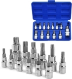 Sukudon 13 Pcs Torx Bit Socket Set T8-T70 S2 Acier Clés à Douille Hexagonal Torx Socket Shank Tool Tournevis Bit Set
