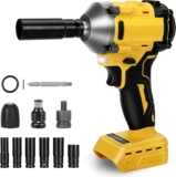 Visseuse à percussion sans fil compatible avec Dewalt 18 V 20 V, 600 Nm, visseuse à percussion sans fil, 1/2&Prime;, moteur sans balais avec clé à douille, adaptateur de clé à douille (sans batterie)