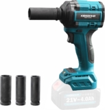 KIESBIHR Cle a Choc Sans Fil 1/2 Pouce Compatible avec la Batterie Makita 18V, Boulonneuse a Choc Sans Balais avec 450Nm, 4 Vitesses et Jeu de Douilles (Sans Batterie ni Chargeur)