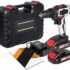Perceuse-visseuse sans fil 28 V, avec 2 batteries au lithium et chargeur, perceuse à percussion max 32 N.m, 25 + 3 réglages de couple, 28 accessoires, LED, convient pour le bricolage