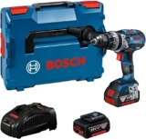 Bosch Professional System perceuse-visseuse à percussion GSB 18V-110 C (couple maxi : 110 Nm, avec module connectivité, 1 batterie 5,0 Ah, 1 batterie 3,0 Ah, dans L-BOXX 136) – Set exclusif Amazon