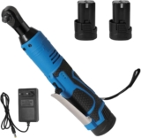 Ywmkasl Clé à cliquet sans fil 18V, clé à cliquet électrique 3/8&Prime;, clé à cliquet sans fil 260 tr/min, clé à chocs avec lumière LED (2 batterie)