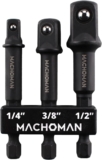 MACHOMAN BEX003 Adaptateurs de douille de qualité impact 3 pièces, entraînement 1/4&Prime;, 3/8&Prime; et 1/2&Prime;