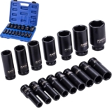 KATSU 1/2&Prime; Jeu de Douilles Profondes Impact 16 Pièces, Clé Métrique Robuste 10mm-32mm, Acier au Chrome-molybdène de Qualité, Outil de Réparation de Moteurs Tracteurs Camions 420441
