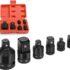 S&R Coffret Douilles 20pcs avec Clef à Cliquet 3/8&Prime; avec jeu de douilles + 2 Rallonges + Manche T + Adaptateurs bougies auto. Boite en Métal