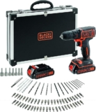 BLACK+DECKER – Perceuse visseuse sans fil 18 V avec Chargeur – Inclus 80 Accessoires et 2 Batteries 1,5 Ah Livrée en Coffret – BDCDC18BAFC-QW