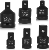 CPROSP 6pcs Adaptateur Jeu de Douilles, Adaptateur de Douille pour impact Réducteur, Adaptateur de Convertisseur de Douilles à Chocs 1/4&Prime; – 3/8&Prime; – 1/2&Prime; pour Clé Dynamométrique, Cliquet