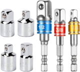 Socket Adaptor Converter Set Clé d&rsquo;écrou de forets à queue hexagonale 3 pièces socket Extension Adaptateur Bit Set + Lot de 4 Adaptateurs Réducteurs Pour Clés à Rochet 1/2&Prime; 3/8&Prime; 1/4&Prime; Outils