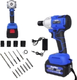 21V Clé à chocs sans fil, 420Nm Boulonneuse a Choc Couple élevé, Batterie lithium-ion Rechargeable Rapide de 6,0Ah, Boulonneuse Sans Balais Chocs Pour de la maison et les Projets de Bricolage