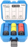 CCLIFE 3pcs Jeu de douille a choc 1/2 » 6 pans Coffret de clé à Douilles de Serrage pour jantes alu 17-19-21mm Douille Roue Voiture Visseuse 85mm Longueur CR-MO Matière