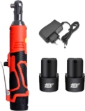 KISABAER Clé à cliquet électrique,12/18V Étendu Clé à Cliquet Sans Fil, Clé à chocs portative sans fil avec lumière LED, 3/8&Prime;, 280r/min,outil électrique puissant avec 2 batteries et chargeur (18V)