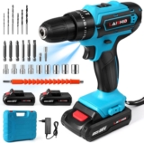 Perceuse-visseuse sans fil 28 V, avec 2 batteries au lithium et chargeur, perceuse à percussion max 32 N.m, 25 + 3 réglages de couple, 28 accessoires, LED, convient pour le bricolage