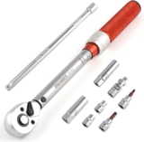 BINGCOBBER 3/8&Prime; Clé dynamométrique,5-60 Nm Clé à Cliquet 72 dents,Douilles à Bougie Magnétique, Torx et Douilles, précision±3% Pour Vélo Moto