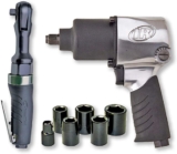Ingersoll-Rand 2317G Edge Series Kit avec impact pneumatique 231 G et clé à cliquet pneumatique 170 G, jeu de 5 douilles et étui de transport de rangement, poignées ergonomiques, noir