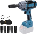 WingFly Clé à Chocs Sans Fil Brushless 750N.m Compatible avec Batterie Makita 18 V, 1/2&Prime; Boulonneuse a Choc Electrique pour Voiture Maison, avec 5 Douilles à Chocs(Sans Batterie)