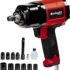 Einhell Clé à chocs électrique CC-HS 12/1 (12V, éclairage LED, niveau à bulle intégrée) Livré avec deux embouts pour douilles (17 et 19/21 et 23 mm)
