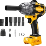 Clé à chocs sans fil 1000 N.M pour clé à choc électrique Dewalt 20 V, 1/2 pouce 2600 tr/min, 2900 ipm, tournevis électrique (batterie et chargeur non inclus)