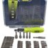 RYOBI – Perceuse-Visseuse à Percussion 18V ONE+ – 2 Vitesses – Livrée avec 1 Batterie Lithium+ 2,0Ah et 1 Batterie Lithium+ 4,0Ah, 1 Chargeur et 1 Sac de Rangement – R18PD2-242S & – Mallette 127 acces
