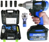 AutoBaBa Clé à Chocs Sans Fil, 21V Brushless 420N.m Max Boulonneuse a Choc avec 6.0Ah Batterie, Visseuse à Choc Fréquence d&rsquo;impact 2900IPM, avec 4 Douilles à Chocs – 14, 17, 19, 22mm