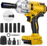 Visseuse à percussion sans fil 800 Nm compatible avec batterie au lithium Dewalt 20 V, visseuse à percussion sans fil 1/2&Prime; pour changement de pneus, clé avec 6 douilles (sans batterie) (pour Dewalt)