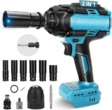 Visseuse à percussion sans fil 900 Nm compatible avec Makita 18 V, 1/2&Prime; Visseuse à percussion sans balais avec clé à douille, adaptateur de clé à douille, sans batterie (900 Nm sans batterie)
