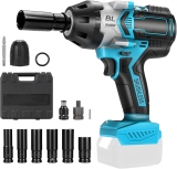 Visseuse à cliquet sans fil, 1000 NM 1/2&Prime;, compatible avec batterie Makita 18 V, cliquet sans fil 2400 tr/min, 6 inserts, mandrin de 10 mm et 2 adaptateurs (sans batterie)