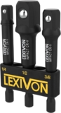 Jeu de 3 adaptateurs porte douille 3&Prime; = 7,5cm de long, Entraînement 6 pans (1/4&Prime; = 6,35, 1/2&Prime; = 9.5, 3/8&Prime; = 12,7mm) Socket Adaptor Converter Set, tournevis porte-embout ou une perceuse visseuse
