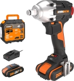 WORX NITRO – Clé à Chocs sans Fil 20V – Moteur Brushless – 300 Nm – Fournie avec 2 Batteries, 1 Chargeur, Crochet, Embout de Tournevis et Coffret – 3 Vitesses – WORX WX272