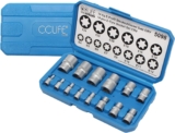 CCLIFE 14 pièces Coffret douilles torx femelle 1/4&Prime; 3/8&Prime; 1/2&Prime;, Douille torx profilés E E4-E24