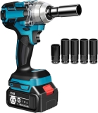 WOQLIBE Visseuse à percussion sans fil 1/2&prime; 520 Nm Compatible avec visseuse à percussion Makita 18 V, (schlagschrauber akku)