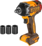 Ingco 20V 1/2&Prime; Clé à Chocs Sans Fil Brushless 500NM (Produit seul) Boulonneuse Électrique Sans Fil 2200 tr/min CIWI20501
