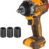 Clé à Chocs Sans Fil 18V avec Batterie, Mandrin 1/2&Prime; et 1/4&Prime;, Couple 420 Nm, Boulonneuse a Choc électrique à Double Vitesse, Perceuse à Percussion, Chargeur et étui de Transport