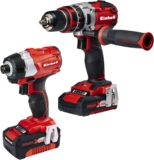 Einhell Kit outils 18V Twin Pack BL Power X-Change (18 V, Perceuse Visseuse à percussion sans fil + clé à chocs) Livré avec 2 Batteries 2,0Ah et Chargeur