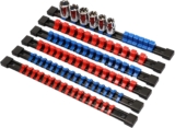 Joyivike clé à Douille, Porte-Douille magnétique, Organiseur Douilles, Supports Rail Douille 1/2&Prime;, 3/8&Prime; et 1/4&Prime;, 6 Supports Douille en ABS Robuste