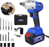 EFAN Clé à Chocs Sans Fil, 21V Brushless Boulonneuse a Choc avec 3,0Ah Batterie et Chargeur Rapide, Visseuse à Choc pour la maison et automobile, 420N.m Max, avec 4 Douilles à Chocs
