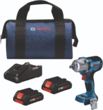 BOSCH GDS18V-330CB25 Kit de clés à chocs 18 V sans balais connectées 1/2 po à couple moyen avec bague Frictin et trou traversant et (2) batteries compactes CORE18V 4,0 Ah