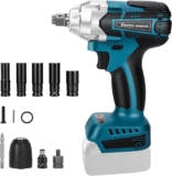 WingFly Clé à Chocs Sans Fil Brushless 500N.m Compatible avec Makita 18 V Batterie, 1/2&Prime; Boulonneuse a Choc Electrique pour Voiture Maison, avec 6 Douilles à Chocs(Sans Batterie)