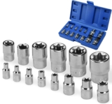 Jeu de 14 douilles femelles Torx E4 – E24 sur rail 1/4&Prime;, 1/2&Prime;, 3/8&Prime;