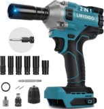 450Nm Clé à Chocs Sans Fil Compatible avec Makita 18V Batteries, 1/2 » Sans Balais Visseuse à Choc Rotative avec Lumière LED (Batterie non incluse)