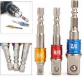 Ikruidy Forets Hexagonale Reducteur Connexion Adaptateur Douille 3 Pièces 1/4&Prime; 3/8&Prime; 1/2&Prime; Socket Extension Adaptateur Bit pour les perceuses, clés socket, tournevis et porte-bits