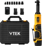 VTEK Clé à cliquet sans fil étendue 3/8&Prime; Clé à cliquet électrique 16,8 V, clé à cliquet électrique 40 pi-lb 400 tr/min, Noir