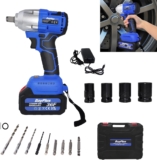 EFAN 21V Clé à Chocs Sans Fil Brushless avec 3.0Ah Batterie et Chargeur, 1/2 pouce Clé à Percussion 420Nm pour Voiture Bricolage, 4 Prises à Percussio