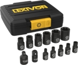 Set de13 douilles Torx | Douilles de profilés E Torx, externe douilles à étoile taille E4, E5, E6, E7, E8 E10, E12, E14, E16, E18, E20 | 3/8” à 1/4”, et 1/4” à 3/8” adaptateur inclus (LX-147)