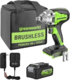 Greenworks GD24IW400K4 Clé à Chocs Sans Fil avec Moteur Sans Balais, Visseuse à Choc, 0-2800rpm, 0-4000ipm, Couple 400Nm, Coupleur Carré 1/2&Prime;, 1,27cm, INCL. Batterie 24V 4Ah & Chargeur, Garantie 3 Ans