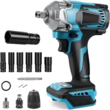 Visseuse à percussion sans fil 700 Nm compatible avec batterie au lithium Makita 18 V 1/2&Prime; Clé à chocs rotative sans balais avec 6 douilles, pour voiture et utilisation industrielle (sans batterie)