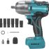 Visseuse à percussion sans fil compatible avec batterie au lithium Makita 18 V, clé à chocs rotative sans balais 1/2&Prime; avec 6 douilles, pour voiture et utilisation industrielle (sans batterie) (1000