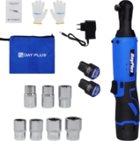 Huini Tournevis à cliquet sans fil, 12 V, kit à cliquet carré 3/8&Prime;, batterie lithium-ion 1500 mAh, longue durée de vie – Tournevis à cliquet sans fil à angle droit