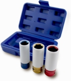BITUXX Jeu de 3 douilles à choc pour changement de roue de voiture pour visseuse à percussion ou clé dynamométrique 1/2&Prime; (17 mm, 19 mm, 21 mm)